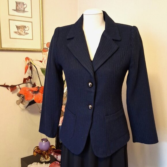 NWT Comfy Lined Navy Blue Blazer Jacket Spring Fall Winter Jackets Tag Size M - Picture 3 of 11